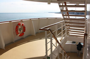 Treppenaufgang am Heck