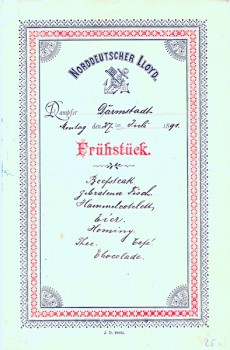 Frühstück auf dem Dampfer Darmstadt 1891