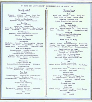 Frühstück auf der Deutschland 1931