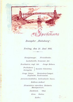 Speisekarte des Dampfers Habsburg 1976
