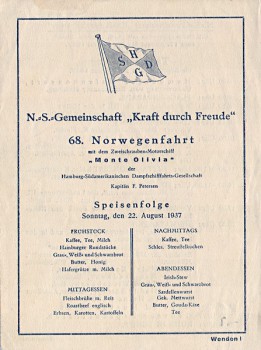 Monte Olivia auf Norwegenfahrt 1934