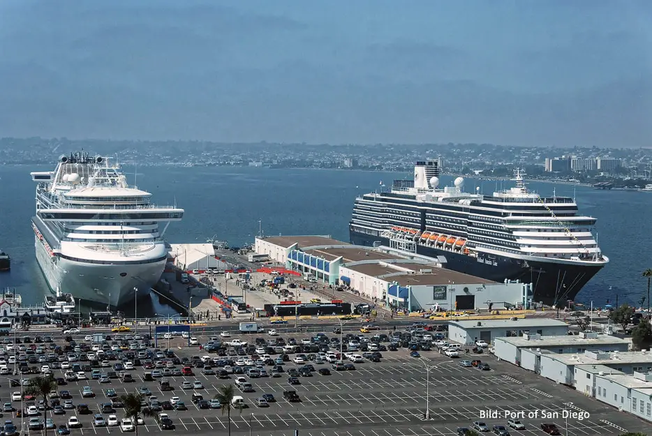 Parkplatz direkt am Cruise Terminal: eher die Ausnahme (Bild: Port of San Diego)