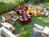 Peter Knego's back yard with items from Alang shortly after delivery of the last container