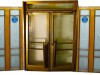 Wall of etched glass, brass and maple from SS EMPRESS OF BRITAIN for sale via MidShipCentury