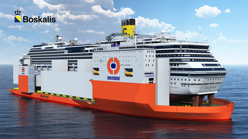 Dockwise Vanguard mit der Costa COncordia (Zeichnung: Boskalis)