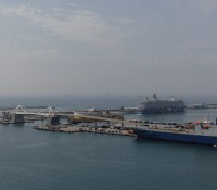 Blick aus der Gondel auf den Hafen