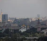 Blick auf Moskau von dem Sperlings-Hügeln