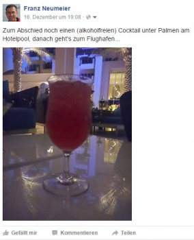 FB-Post zu meinem Himbeer-Lychee-Cocktail