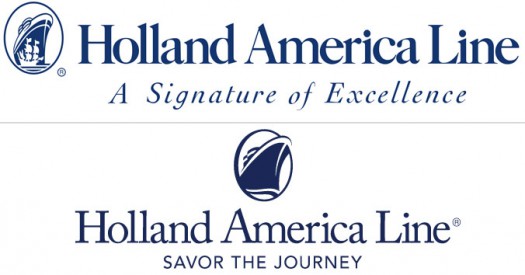 Altes Logo (oben) und neues Logo von Holland America Line mit Slogan