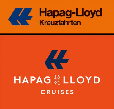 Im Vergleich: oben das bisherige, unten das neue Logo von Hapag-Lloyd Cruises