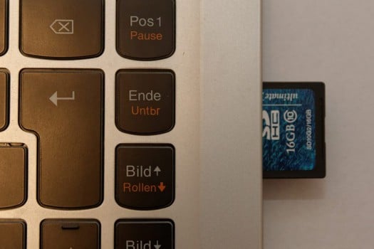 Von der SD-Karte direkt ins Laptop