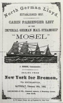 Deckblatt der Passagierliste der "Mosel"