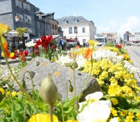 Blumen säumen die Straßen von Honfleur