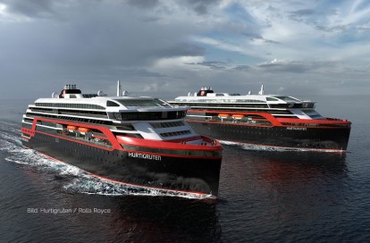 Neue Hurtigruten-Expeditionsschiffe mit Hybrid-Antrieb (Bild: Hurtigruten / Rolls Royce)