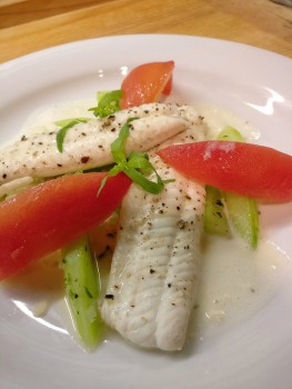 Seezungenfilet auf Schmorgurken