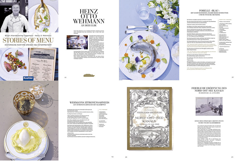 "Stories of Menu" - einige Beispielseiten als dem Koch- und Lesebuch (Bilder: Koehler-Verlag)