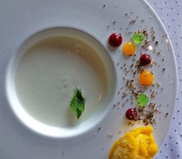 Ayran-Joghurt-Minzsüppchen mit Mange-Sorbet