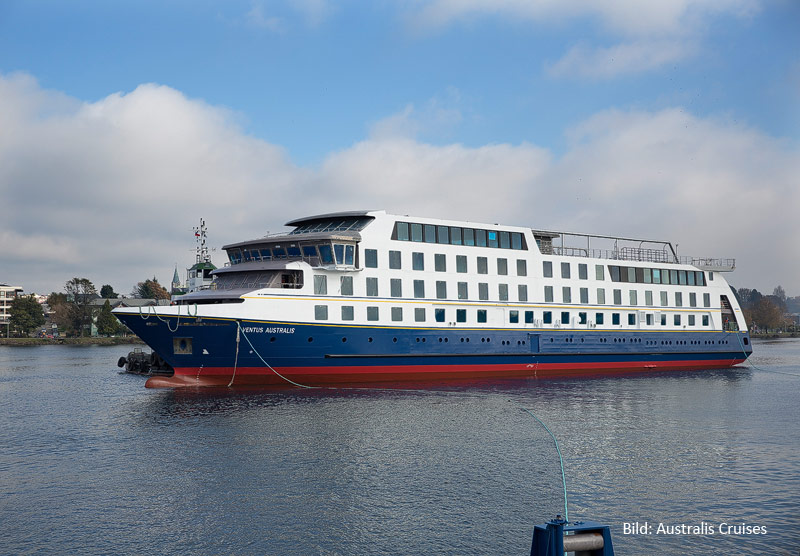 Ventus Australis kurz nach ihrem Stapellauf in Chile (Bild: Australis Cruises)
