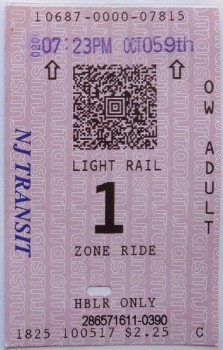 Ticket für die "Light Rail"-Straßenbahn