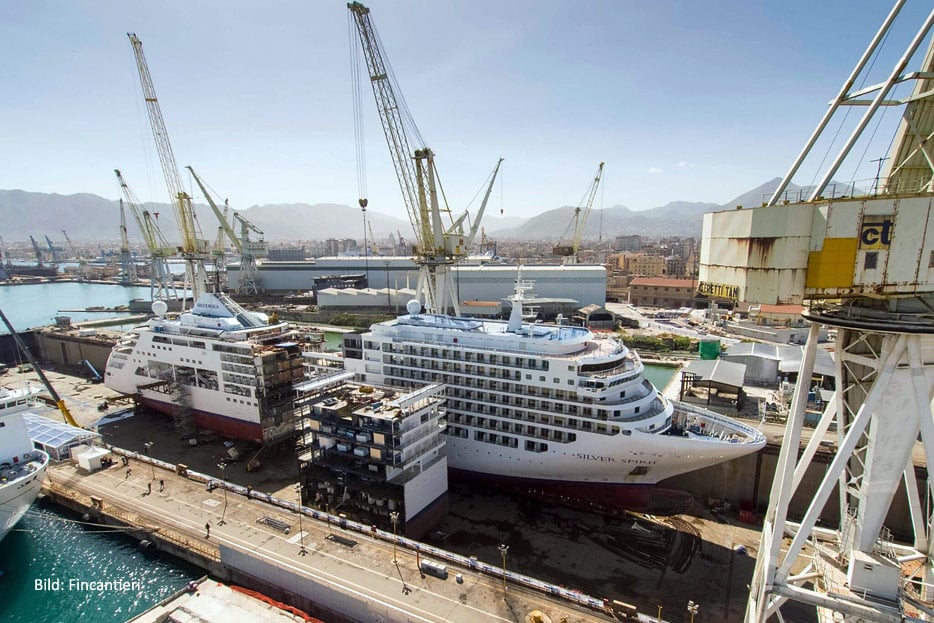 Silver Spirit im Trockendock bei Fincantieri in Palermo (Bild: Fincantieri)