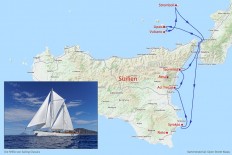 Geplante Route der Rhea zu den Liparischen Inseln