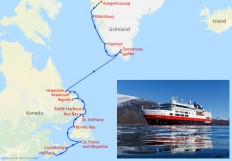 Fahrtroute der Fram von Grönland nach Kanada, Herbst 2018 (Kartenmaterial: Open Steet Maps)