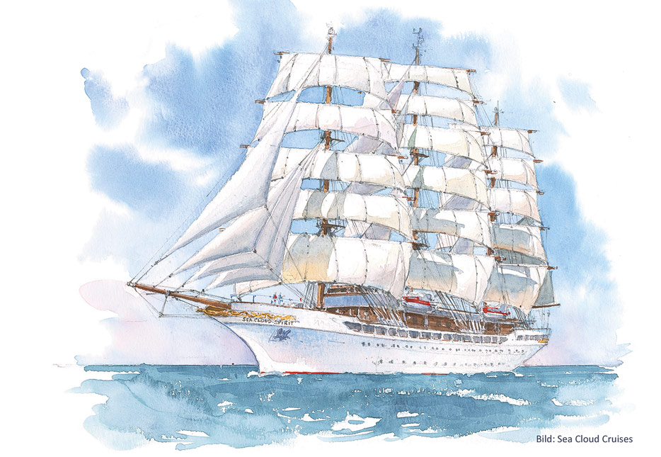 Sea Cloud Spirit (Zeichnung: Sea Cloud Cruises)