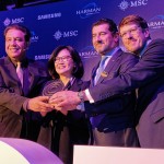 Harman-CTO Sanjay Dhawan, Samsung-SVP Hyesung Ha, MSC-Crusies-CEO Gianni Onorato und Chief Business Innovation Officer Luca Pronzati