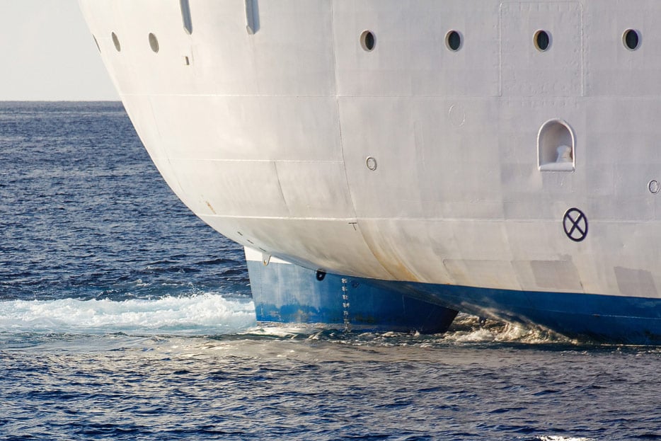 Tiefgangsmarkierung am Heck