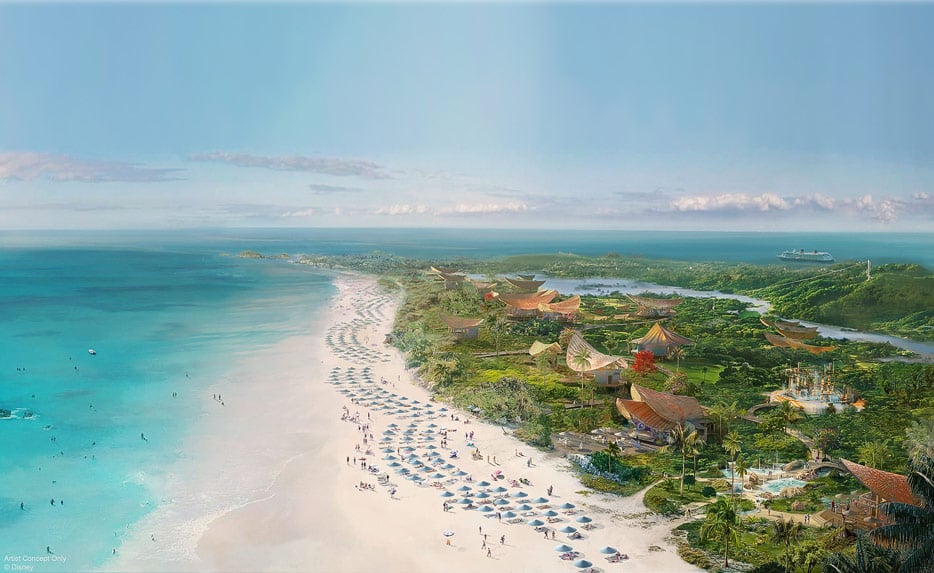 Computerzeichnung: Disney-Privatstrand auf Eleuthera, Bahamas (Bild: © Disney)