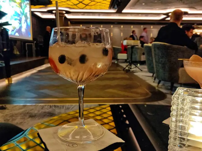 Gin Tonic mit Waldbeeren in der Meridian Lounge