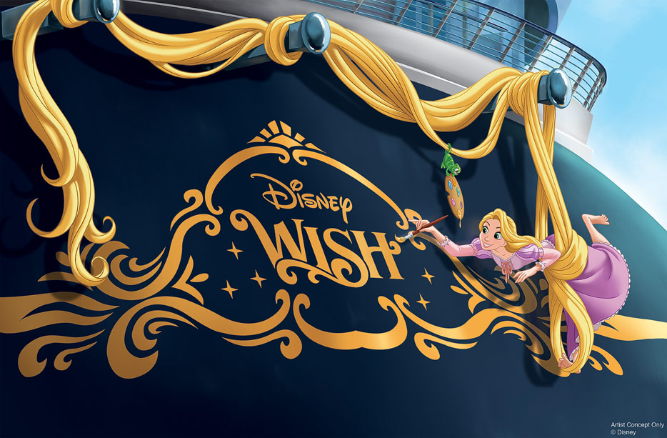 Rapunzel am Heck der Disney Wish
