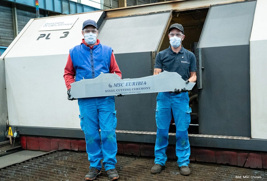 Erster Stahlschnitt für die MSC Euribia (Bild: MSC Cruises)
