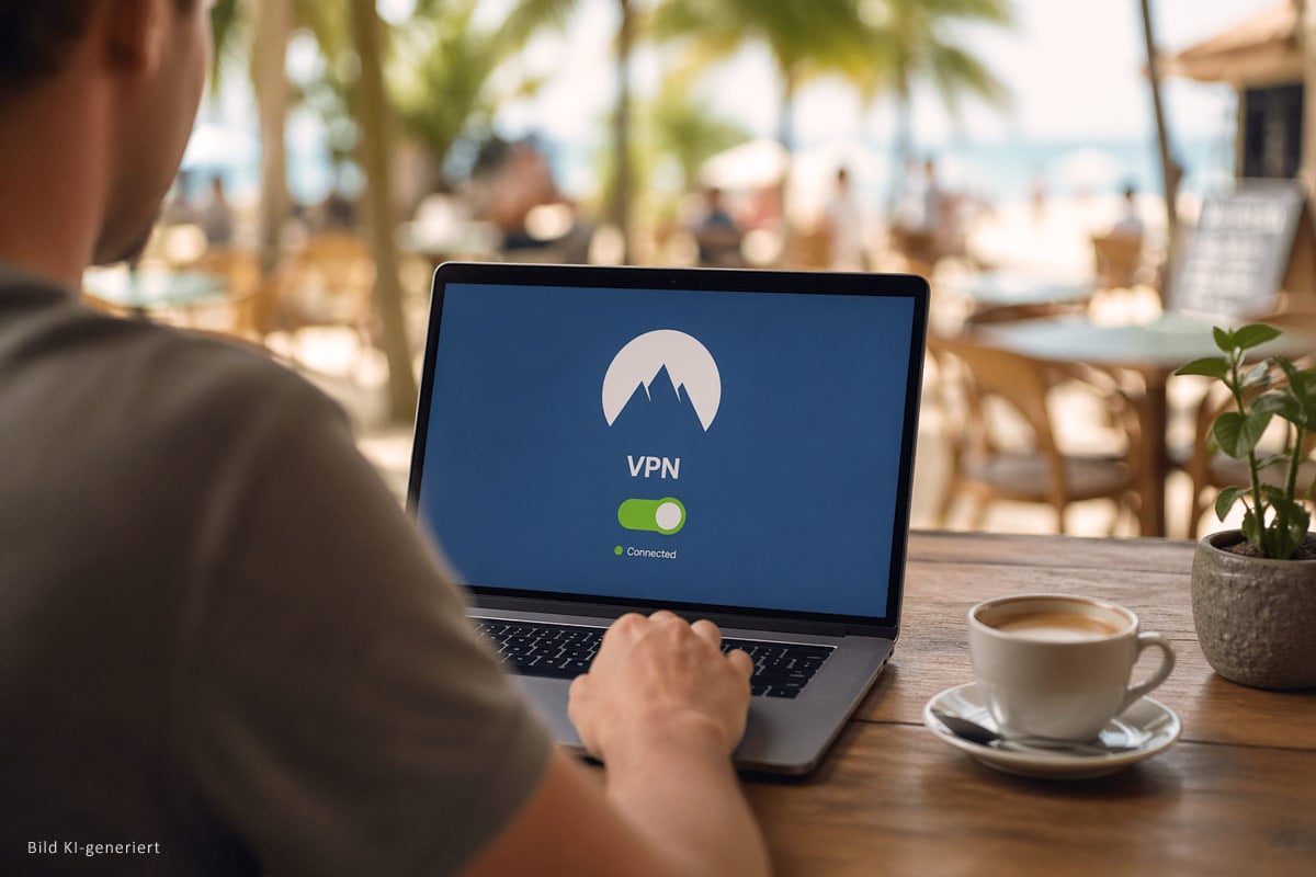 per VPN ins öffentliche Internet, Laptop, Symbolbild (KI-generiert)