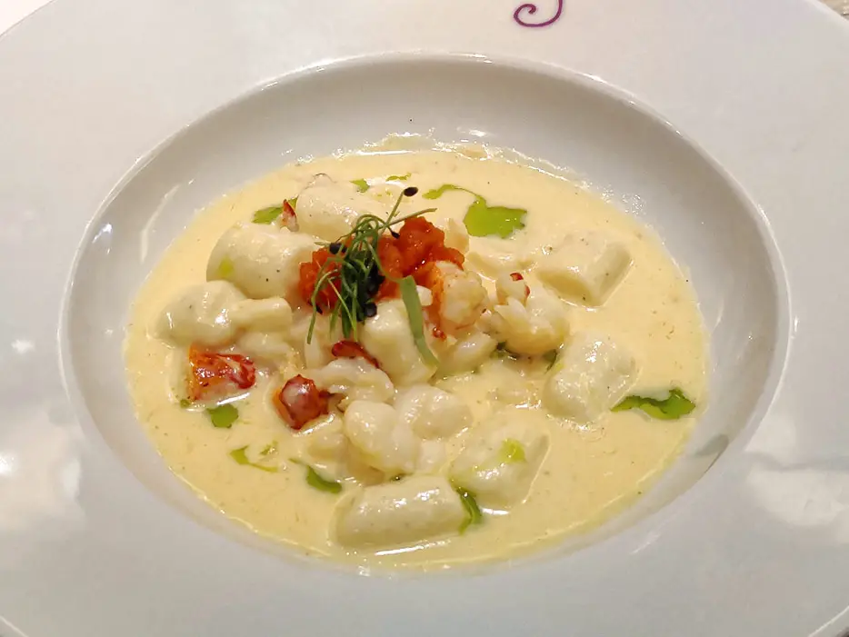 Poached Scallop Gnocchi with Lobster