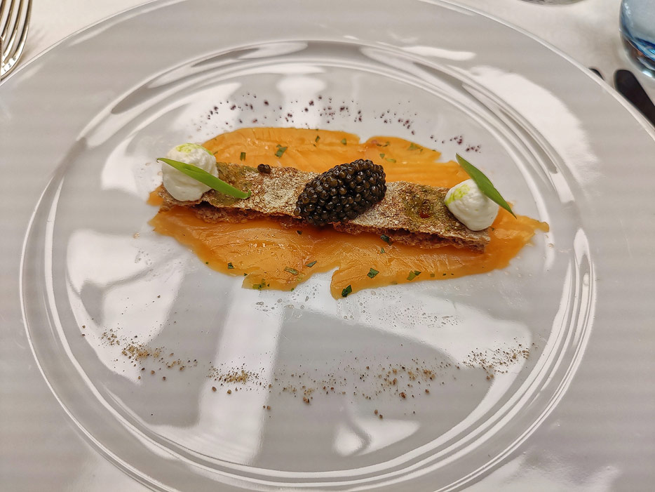Citrus Cured Salmon, Iced Caviar