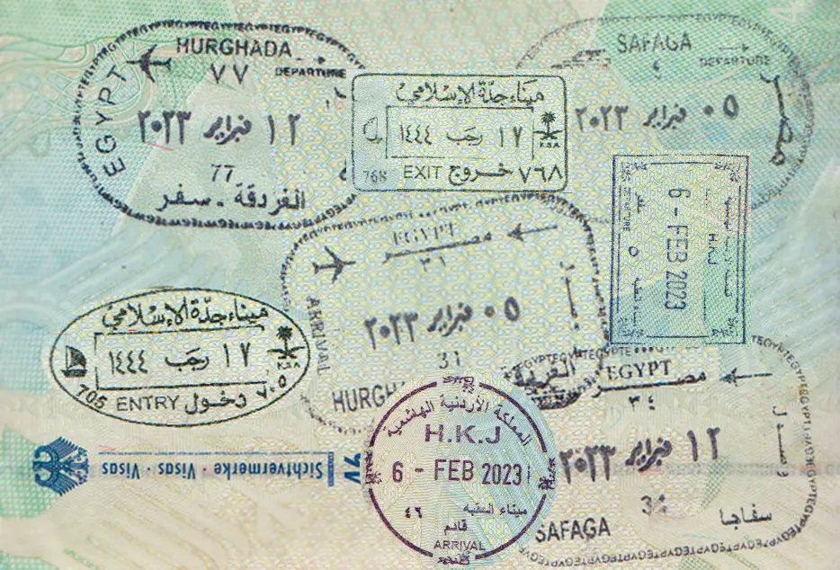 Reisepass, Stempel, Saudi-Arabien, Jordanien, Ägypten