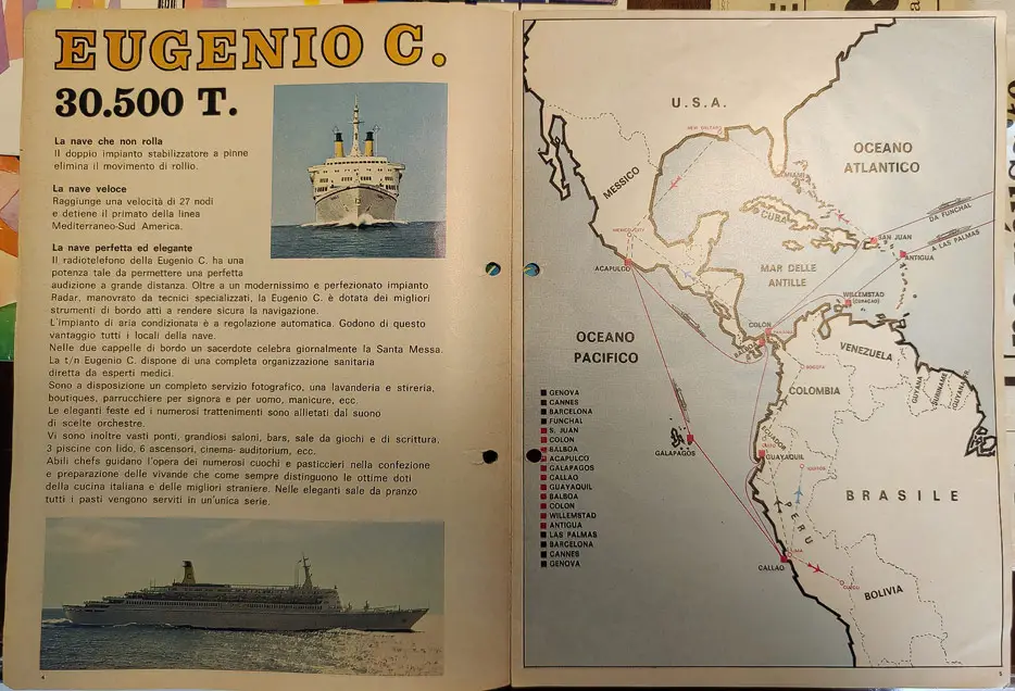 Reiseprospekt für die Eugenia C., 1970 (Bild: Ansaldo Foundation)