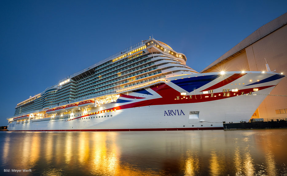 Im Dezember 2022 ausgeliefert: die Arvia fĂĽr P&O Cruises (Bild: Meyer Werft)