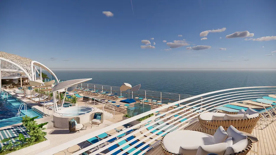 Haupt-Pool (Bild: TUI Cruises) - auf diesem Bild ist die Verglasung gut erkennbar.