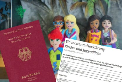 Symbolbild: Reisevollmacht, Reisepass, Kinder