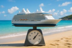 Kreuzfahrtschiff auf einer Waage, Symbolbild