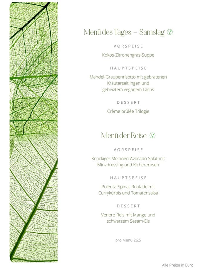Tagesmenü Samstag