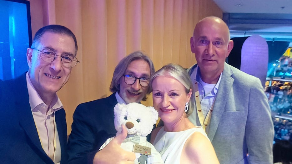 (v.l.) Franz Neumeier, Olaf und Jana Eichhorst, Felix Urlaubär, Christian Eckardt