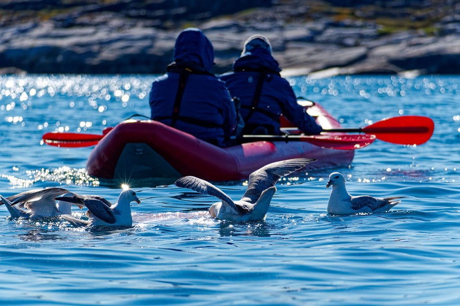 Discovery-Kajak in der Bucht vor Qeqertarsuaq
